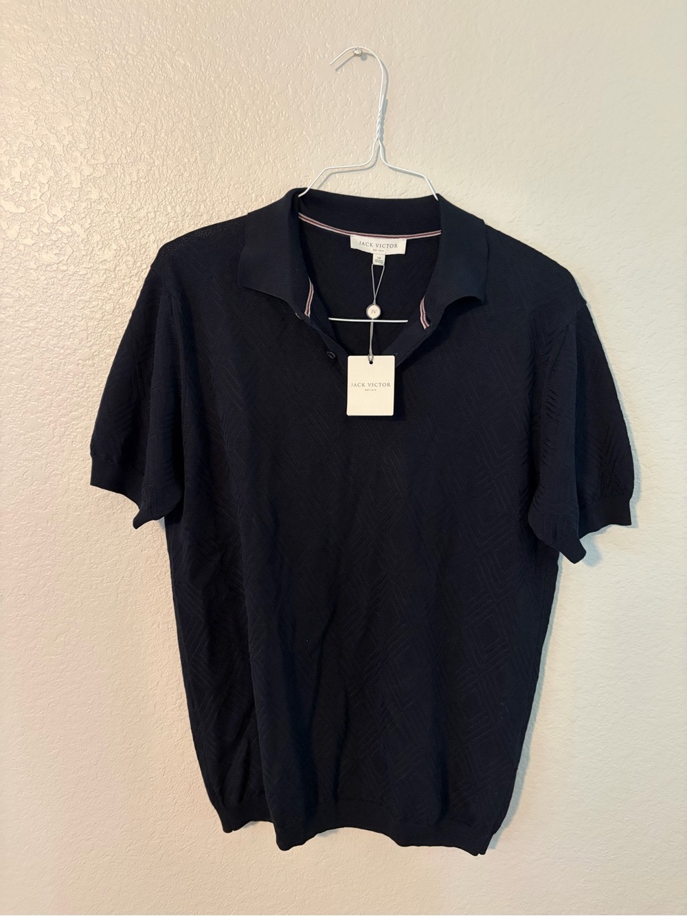 NWT Jack Victor Knit Textured Short-Sleeve Polo
